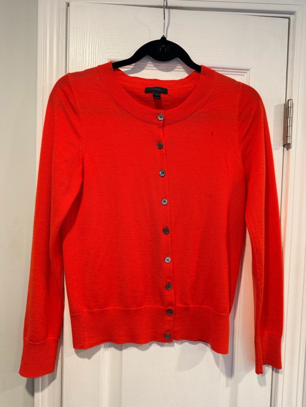 J. Crew Size S Orange Lightweight Merino Blend Gold Button Long Sleeve Cardigan